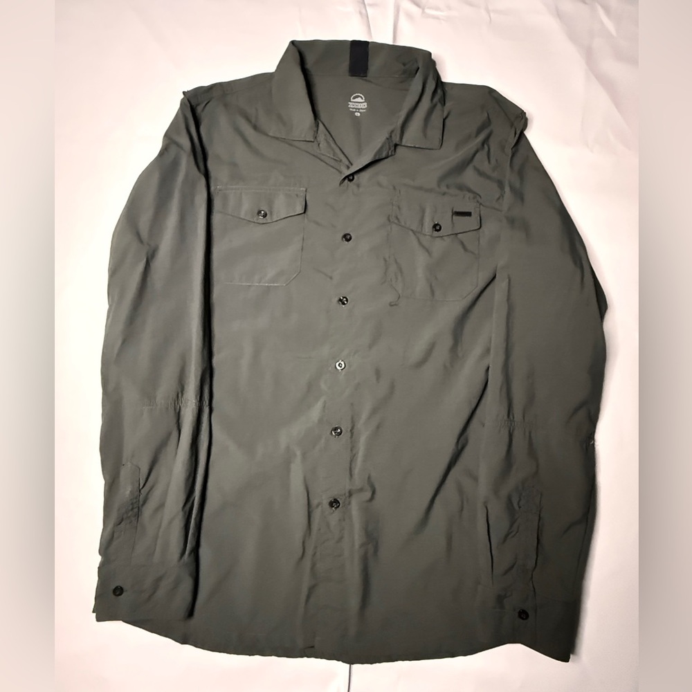 Zoic Men’s Large Olive Green Nylon Button Up Outdoor Hiking Shirt Jacket